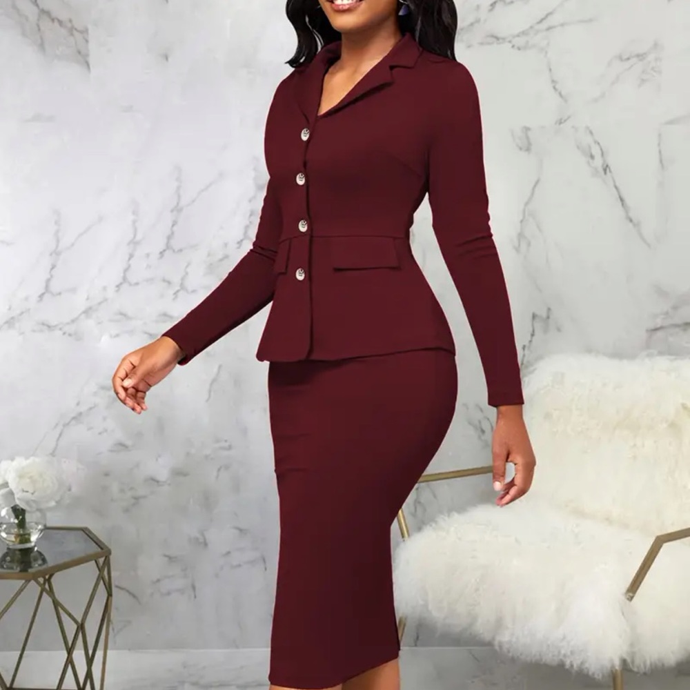 Professional two piece skirt and and blazer body con